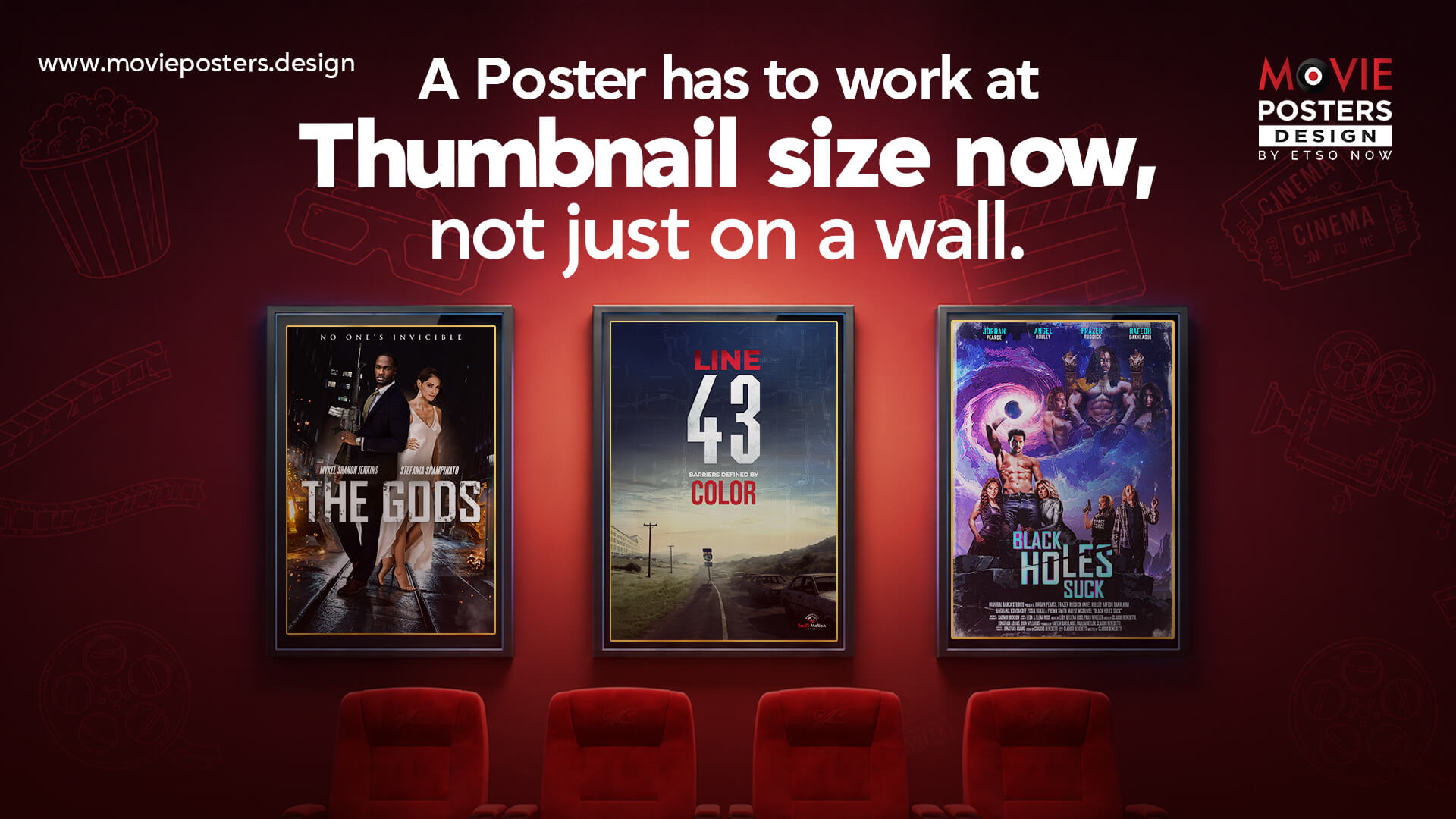 Eye-catching movie poster design layout optimized to increase audience scrolling engagement.
